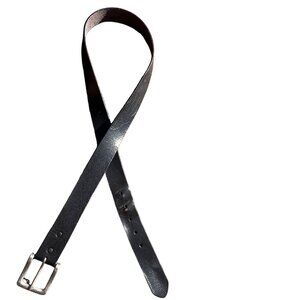 Harley Davidson Black Leather Belt 41" L Stamped Logos Silver Buckle Biker